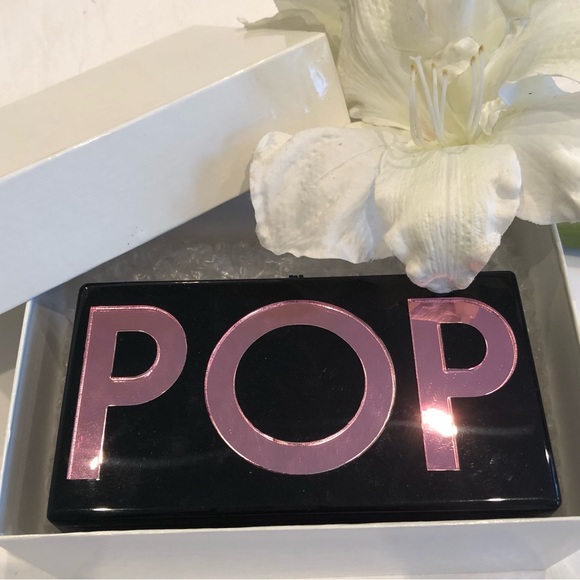 Edie Parker Jean Clutch with Pink POP" at front - Picture 2 of 12